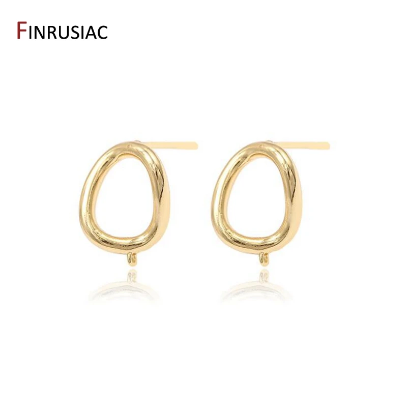 14k Gold Plated Earring Making Supplies 2020 Latest Design Oval Hollow Shape Stud Earrings Hook Jewellery Findings