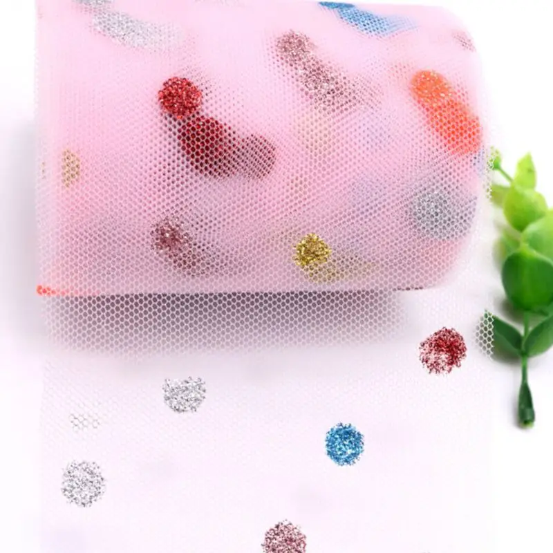 6cm 8cm 10cm 12cm 10 yards roll multicolored dots gauze ribbon dusting DIY handmade materials headdress hair bow wedding decor