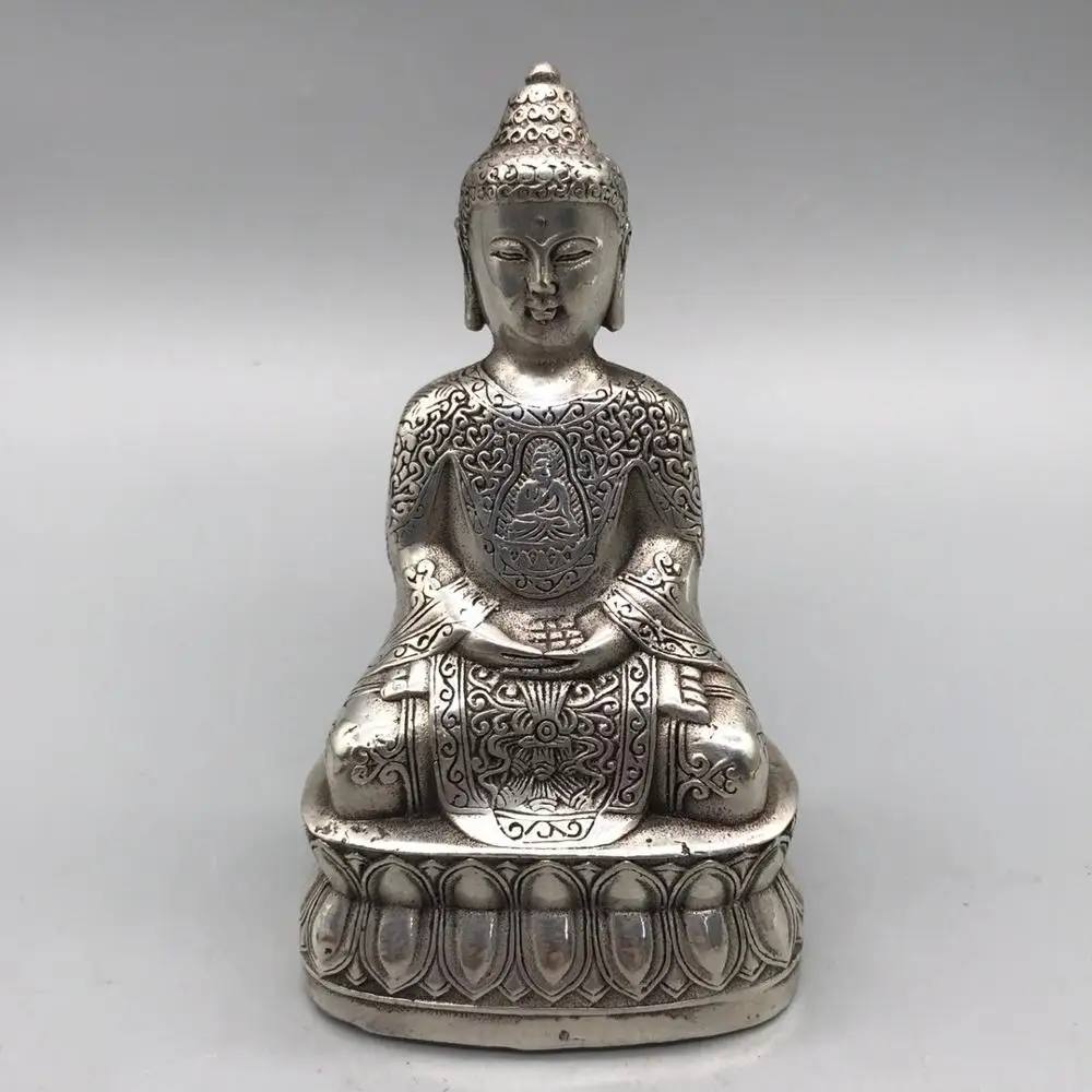 Exquisite White Copper Buddha Ornaments