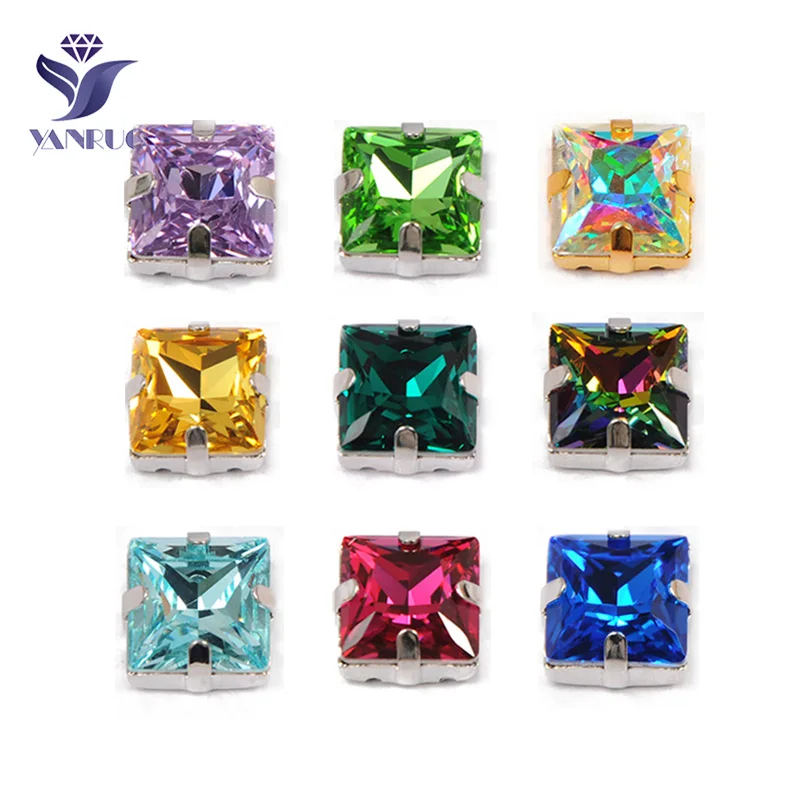 YANRUO 4447 Prinzessinnen, alle Farben, quadratisch, Nähen, Strasssteine, Schmuck, Steine, Kristall, DIY-Handwerk, Pointback-Perlen, Kleidung