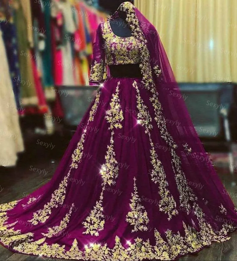 Robe de mariée en dentelle dorée, Sexy, rouge, indienne, arabe, deux pièces, musulmane, manches mi-longues, bleue, dubaï, 2021