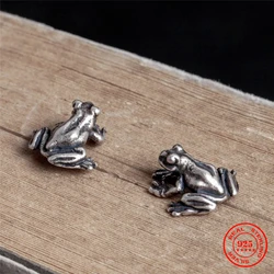 MKENDN 925 Sterling Silver Frog Earrings Retro Punk Animal Stud Earrings For Women Men Fine Jewelry Girls Female Party Gifts