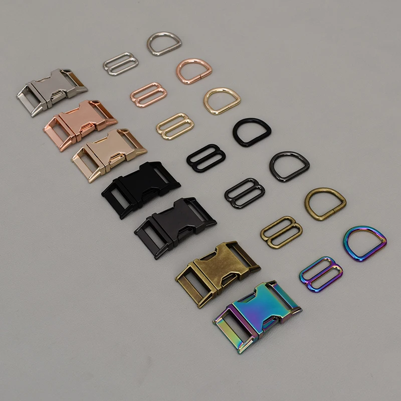 10 sets For 25mm Webbing Dog Collar Connect Metal Buckle Heavy Duty Semi Ring Ribbon Clasp Knapsack Belt Buckle set