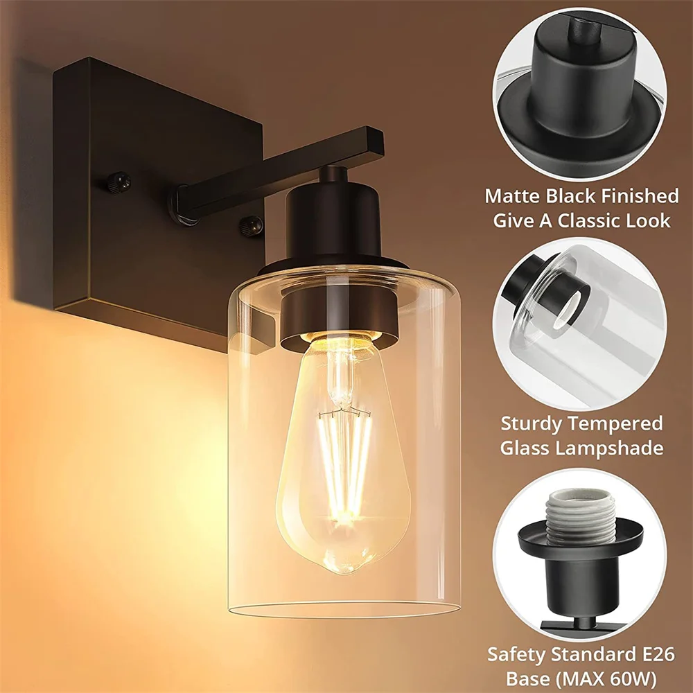 

2 pcs American Retro Glass Wall Lamp Bedroom Bedside Wall Decorative Lamp Tv Background Wall Lamps