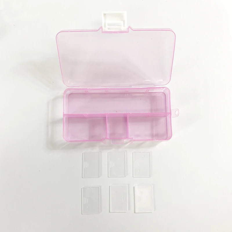 Caja de almacenamiento de plástico con 10 ranuras, contenedor con compartimentos ajustables para abalorios, pendientes, gemelos, anillos, color rosa, azul y naranja, 1 unidad