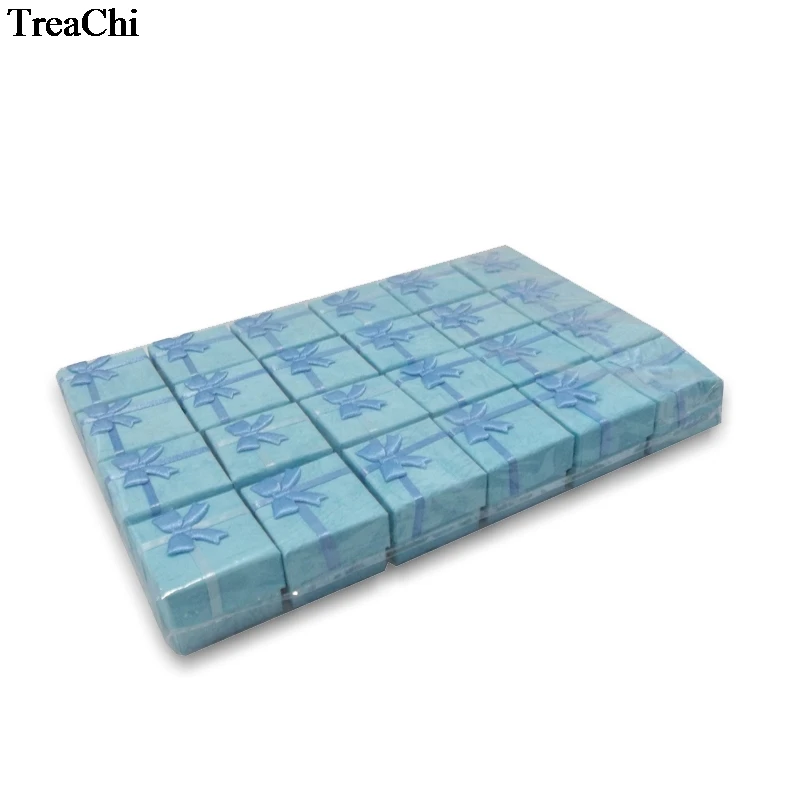 24Pcs Colorful Paper Jewelry Package Box Bulk Wedding Earrings Stud Organizer Party Ribbon Gift Box Ring Storage Box 4*4*3cm