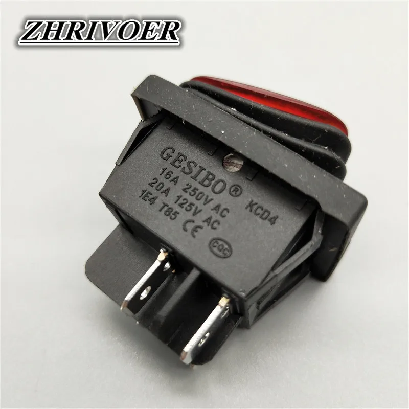 KCD4 20A/250V 4 Pin DPST IP67 Sealed Waterproof Rocker Switch with LED 12V 24V 110V 220V 30x22