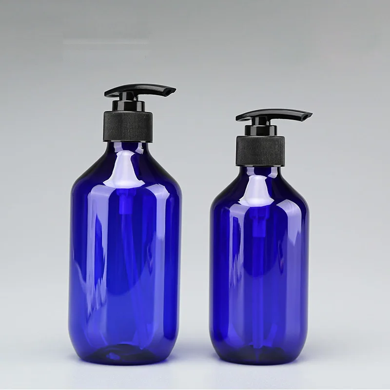 300ml 400ml Lotion Bottle Pump Blue Hand Sanitizer Refillable Plastic Liquid Soap Dispenser Shampoo Shower Gel Container 10pcs