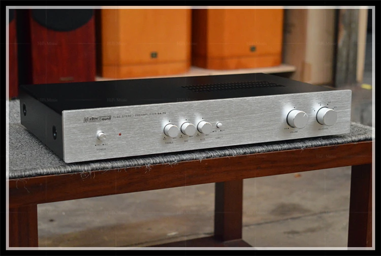 Latest  SA-T5 dual-channel vacuum tube vacuum tube HIFI bile pre-amplifier 12AX7*2, 6Z4*1, 50HZ~50KHZ