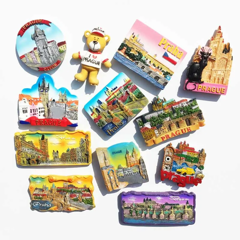 Fridge Magnet Souvenirs Czech Republic Prague Cultural Landscape Prague Mascot Astronomical Clock Magnets Sticker Country Decor