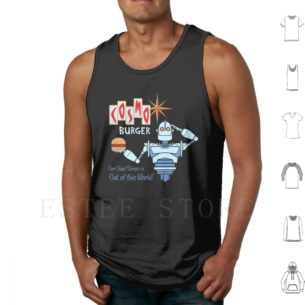 Cosmo Burger! Camisetas sin mangas de algodón Iron Giant Brad Bird Hogarth Hughes Pixar Cosmo Burger Robot Ciencia Ficción Máquina Mecánica