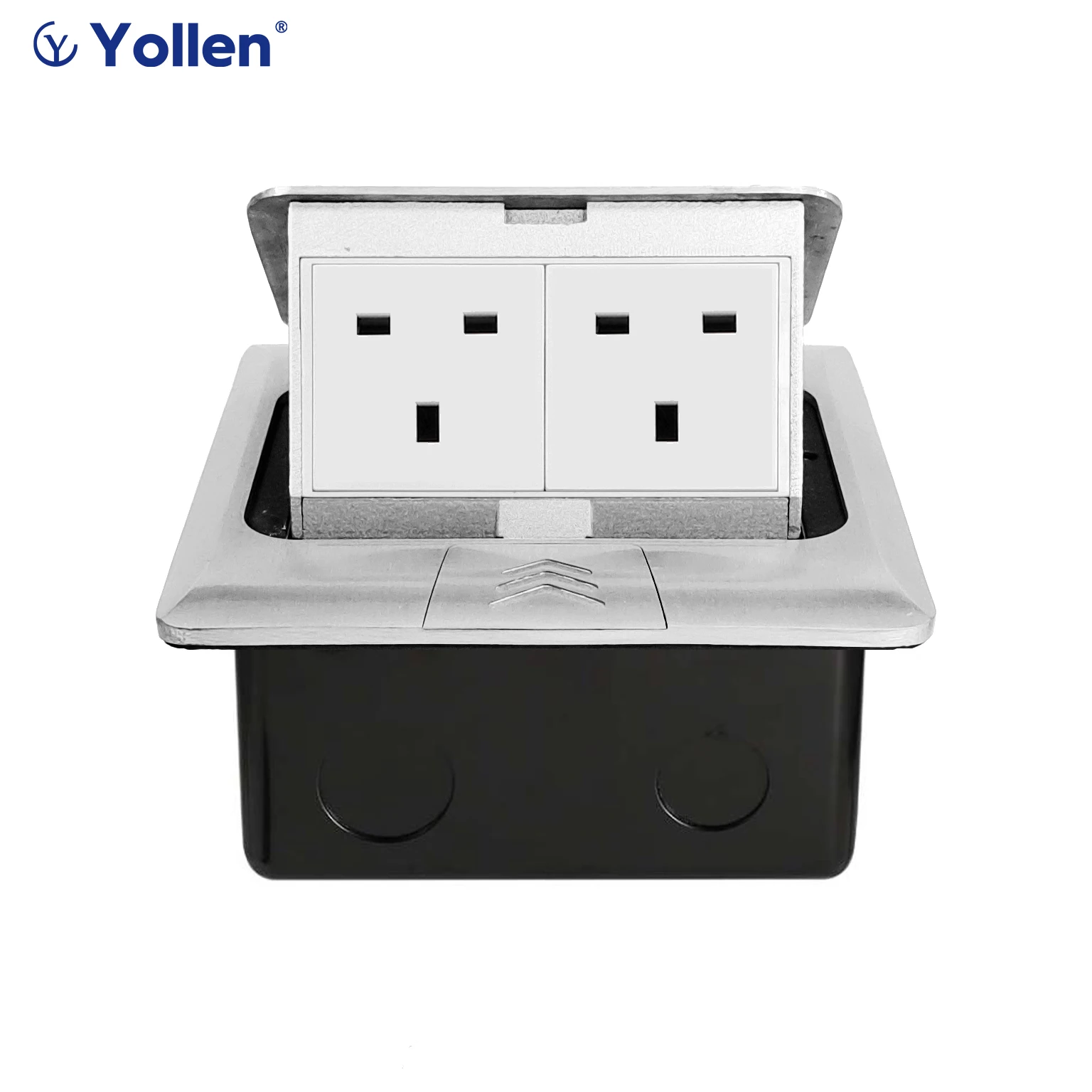 All Metal Panel EUR Standard Pop Up Floor Socket 2 Way Electric Outlet Table Desk Wall Can Install Kitchen Workshop UK/US/FR