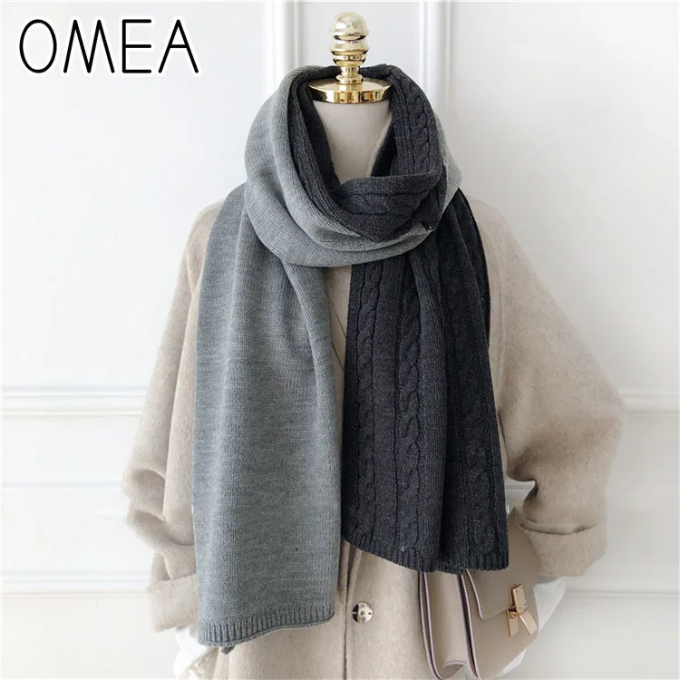 OMEA Cashmere Scarf Patchwork Winter Accessories Twist Scarf Women Wool Knitting Shawl Blanket Scarf Pashmina Luxury Poncho 2019