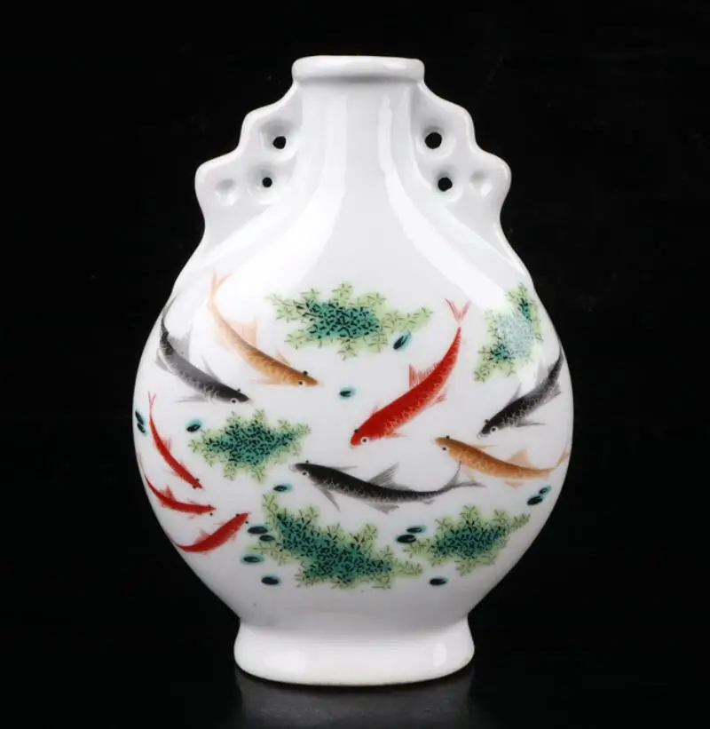 China Colored glaze ceramic flat vase crafts statue