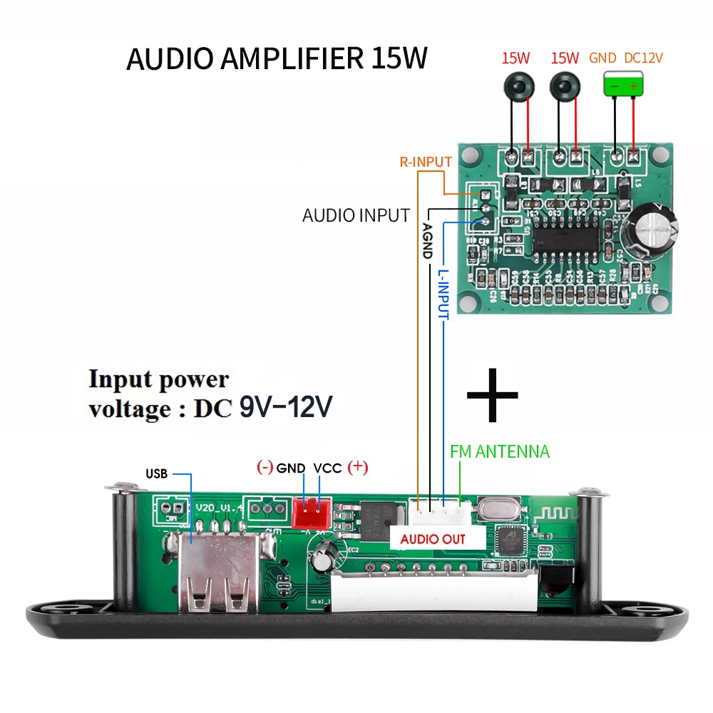 kebidu Bluetooth 5.0 Decoder Board Module MP3 WMA WAV AUX 3.5MM Car Audio MP3 Player USB TF FM Decoder Board With Remote Control