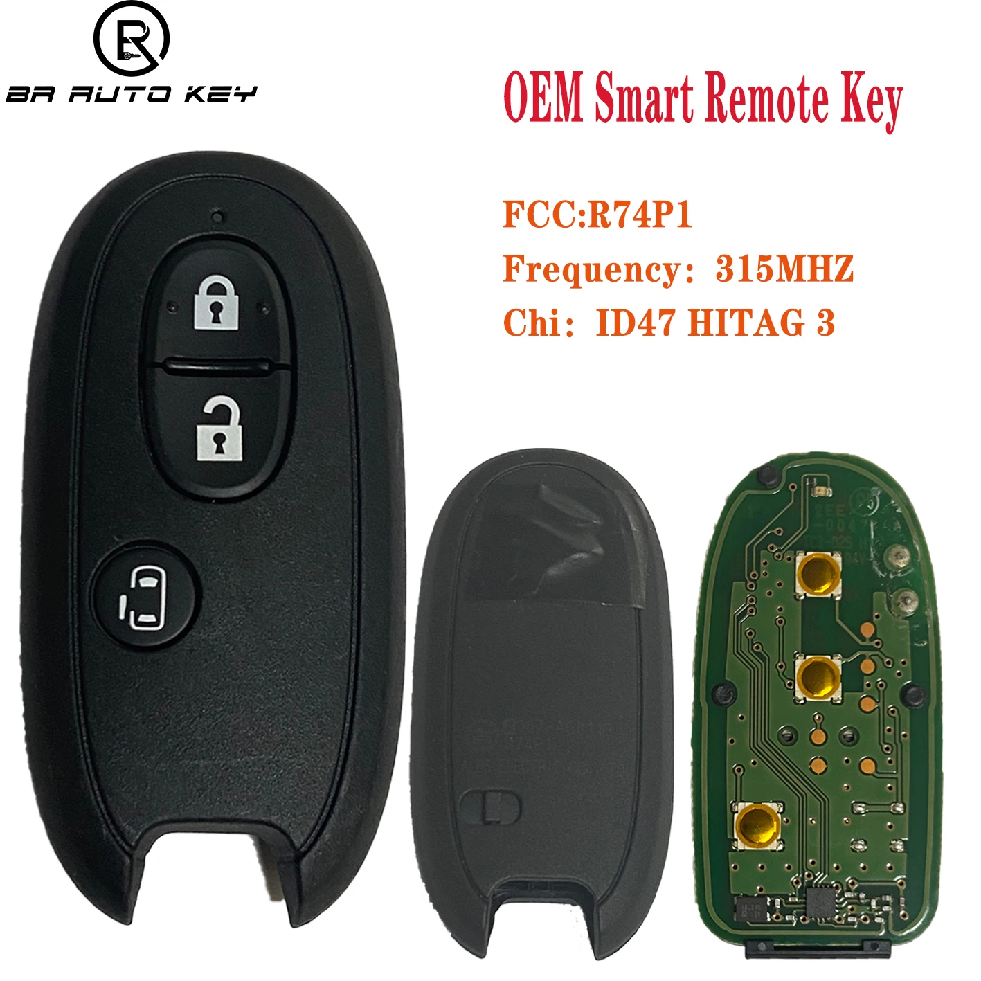 

R74P1 3 Buttons Remote Smart Key Fob For Suzuki For Suzuki Wagon R Every Hustler Palette Spcia 315MHz PCF7953X/HITAG 3/47 CHIP