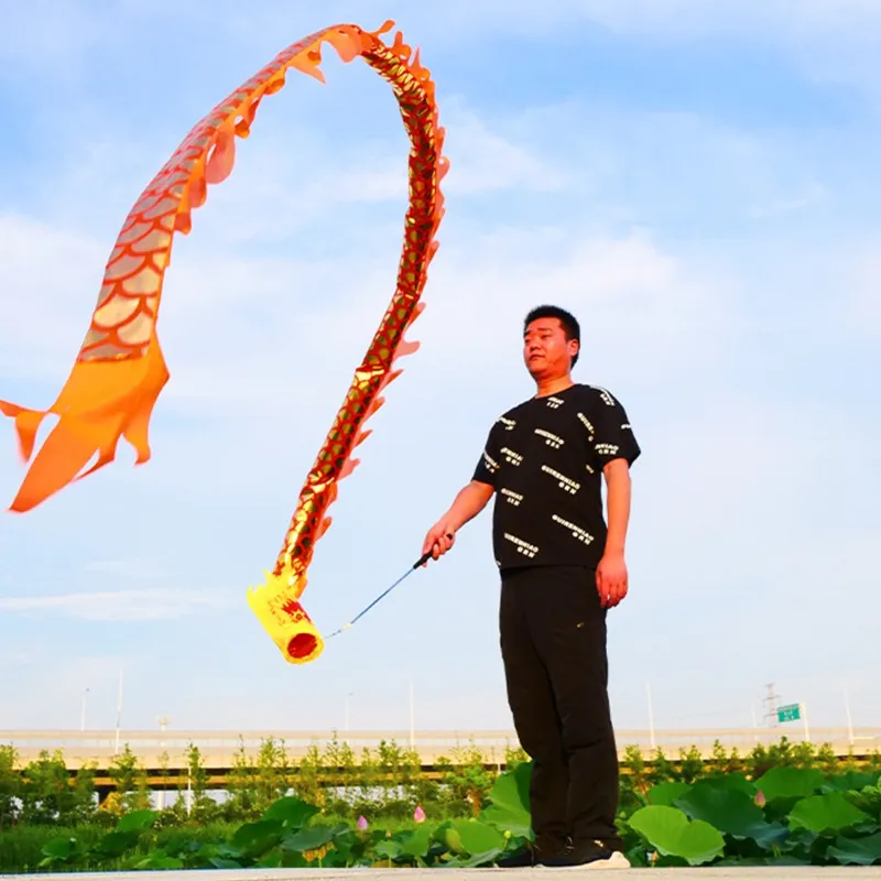 A Gift Of Dragons Cheap Colorful Fitness Dragon Dance Props With Stick Golden Chinese New Year Stage Performance Prop