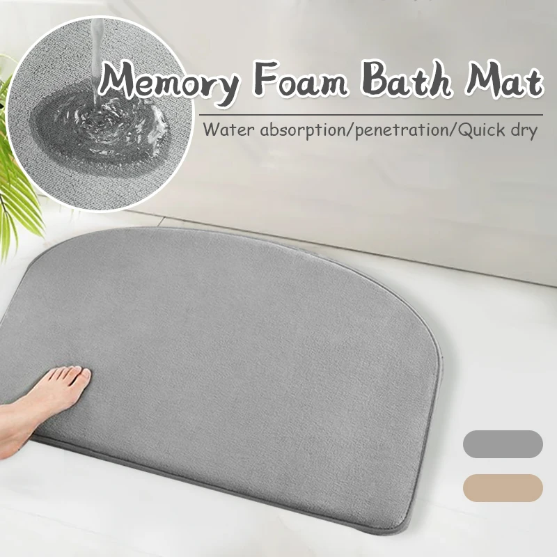 

Thick Soft Memory Foam Absorbent Bath Mat Quick-drying Toilet Bathroom Floor Mat Porch Carpet Non-slip Shower Room Rug