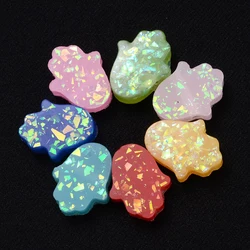 iYOE 10pcs 11x14mm Multicolor Hamsa Hand Resin Spacer Beads Mix AB Shiny Hand Beads For Jewelry Making DIY Bracelet Necklace