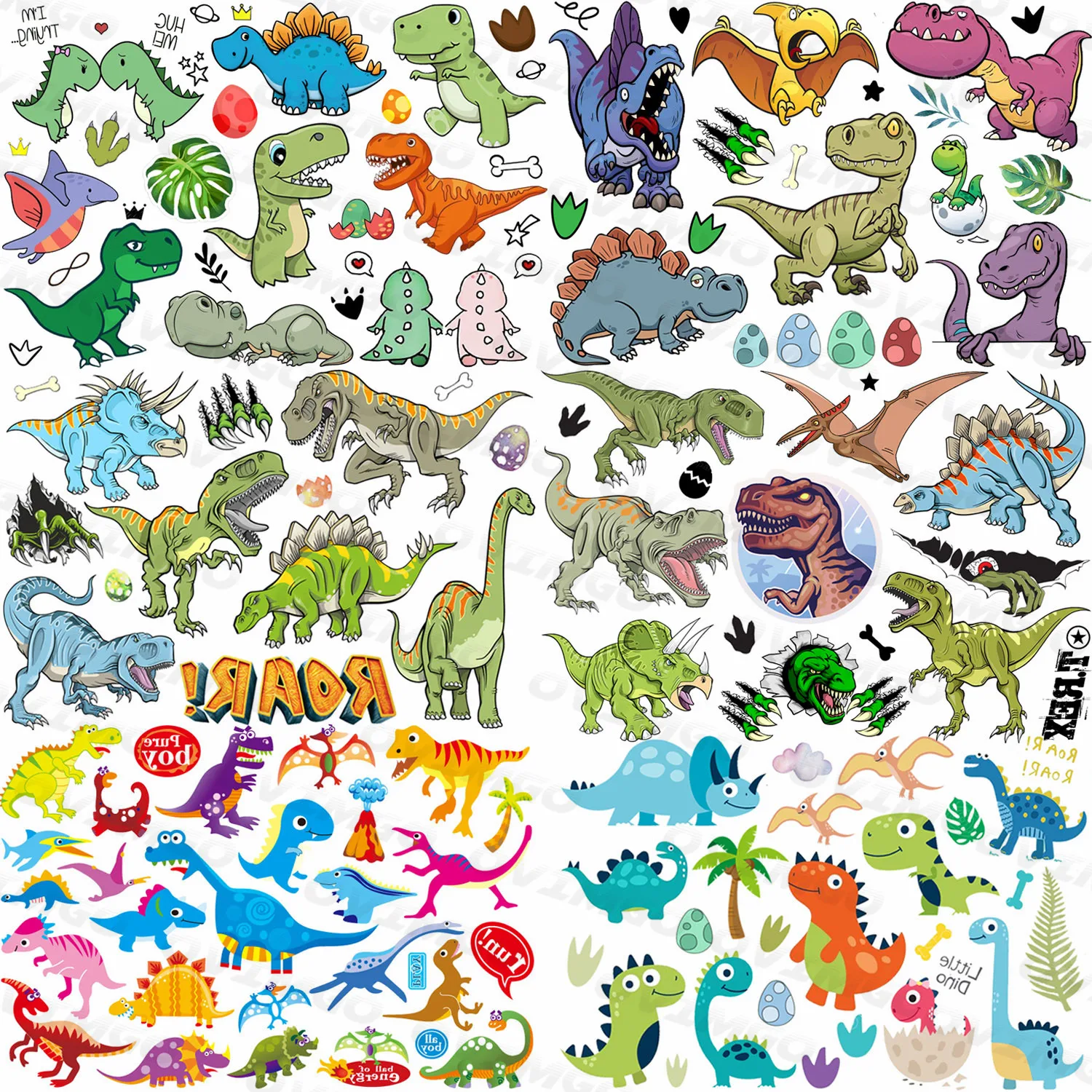 Kleine Dino Temporäre Tattoos Aufkleber Für Kinder Kinder Cartoon Transfer Tattoo Gefälschte Bunte Tiny Dinosaurier Tatoos Party Favor 3D