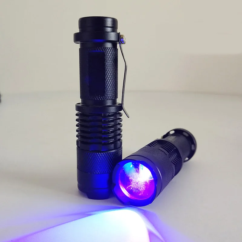 LED UV Flashlight Ultraviolet Torch With Zoomable Mini Black Pen Light Lamp Pet Urine Stains Detector Scorpion Hunting