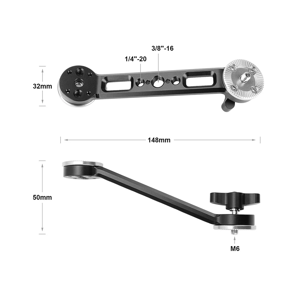 Szrigari روزيت ترقية تعزيز تمديد الذراع مع مزدوجة نهاية M6 الموضوع 1/4 "-20 و 3/8"-16 ثقوب الموضوع المتاحة