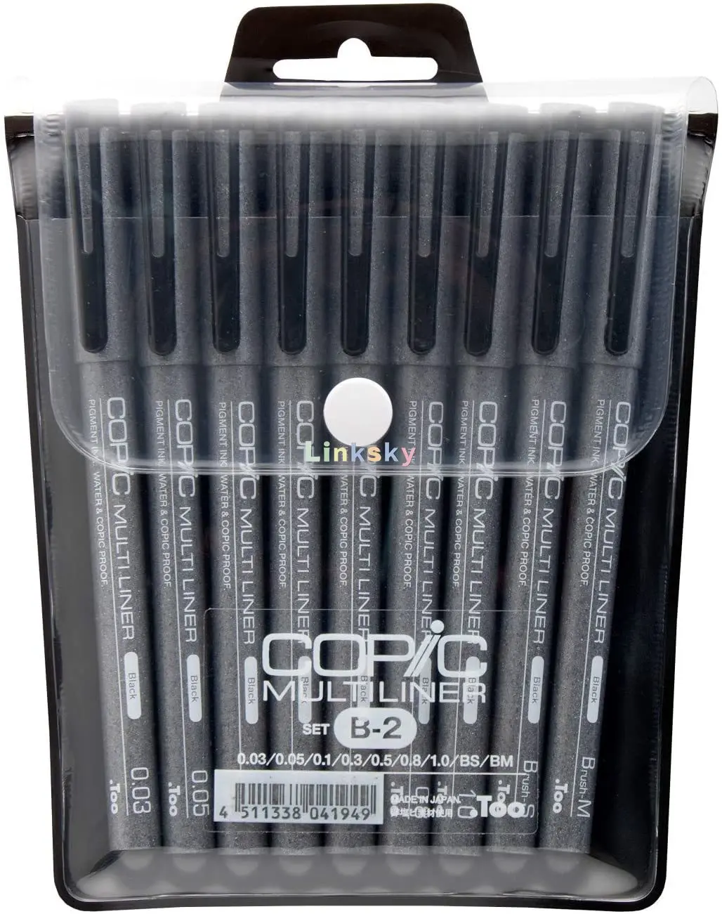 Copic Markers 9-Piece Multiliner Inking Pen Set B-2, Black (MLB2),Pigment-based Ink, Waterproof and Archival,Art Supplies