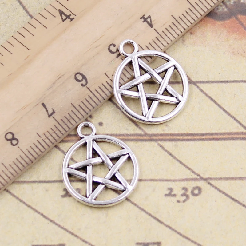 20 sztuk Charms gwiazda Pentagram 19x16mm tybetański brąz srebrny kolor zawieszki antyczne tworzenia biżuterii DIY Handmade Craft wisiorek