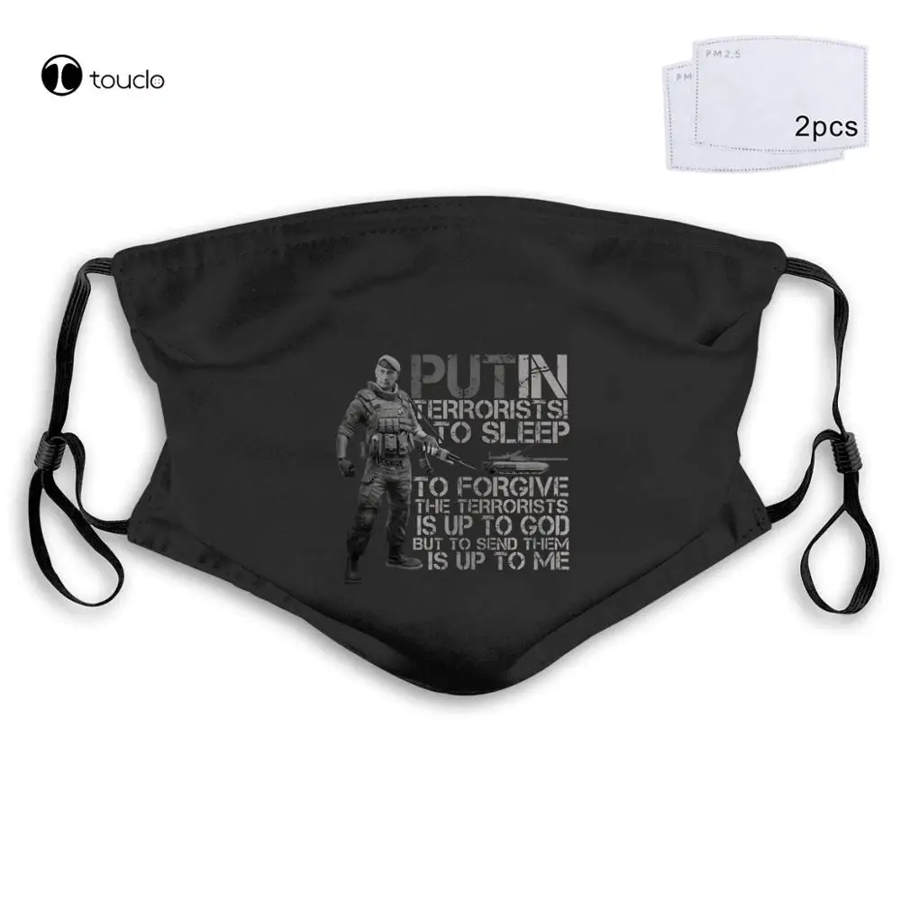 

President Vladimir Putin Quote Anti Terrorist Russian Army Face Mask Filter Pocket Cloth Reusable Washable