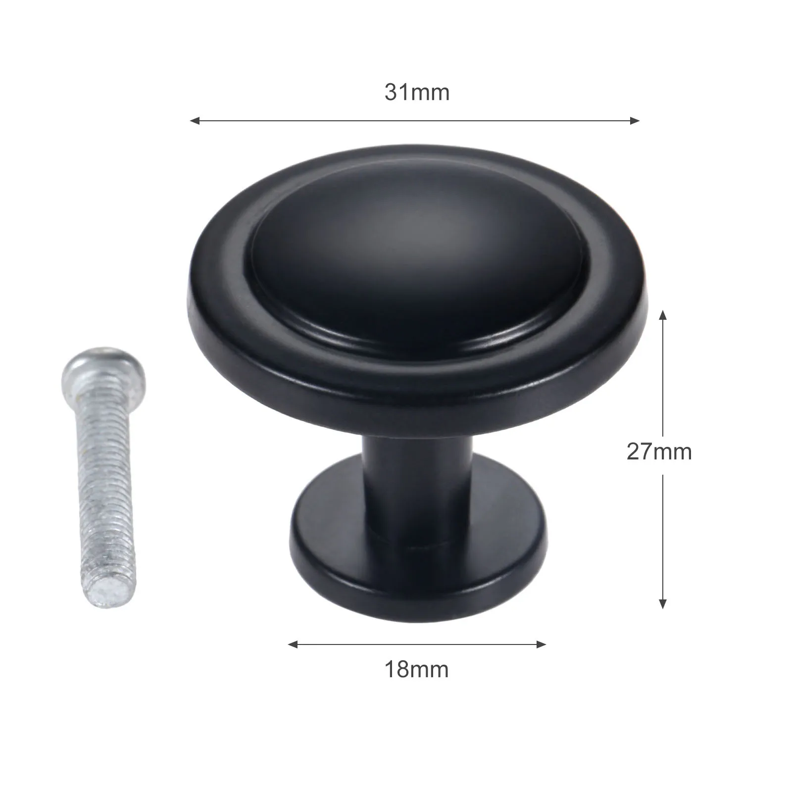 DRELD Black Furniture Handle Alloy Round Door Pull Knob Drawer Cabinet Cupboard Vintage Furniture Kitchen Handle  31*27mm