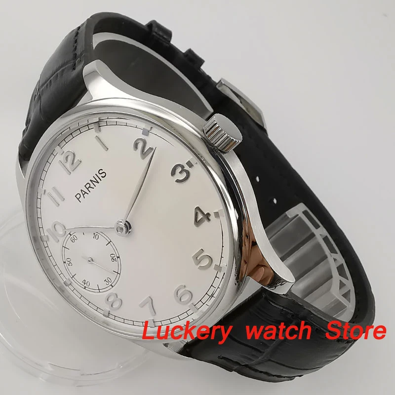 Parnis 44mm Manual mechanical watch 17 jewels 6497 hand winding movement