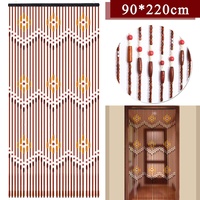 90x220cm 31 Line Wave Wooden Beads Curtain Handmade Fly Screen Wooden Door Curtain Blinds For Porch Bedroom Living Room Divider