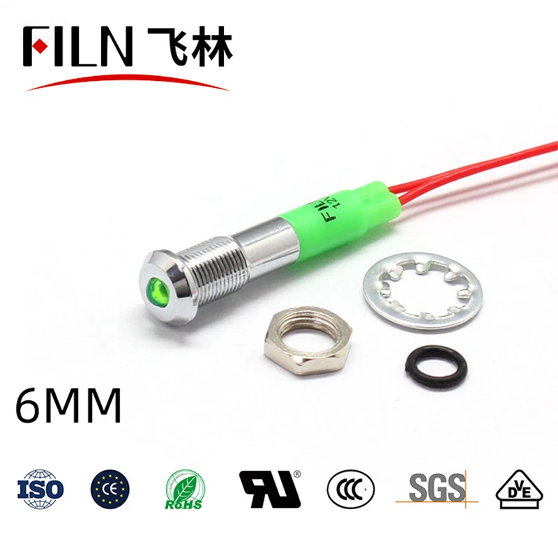 Film sıcak satış Metal 6mm 12v 24v 220v 110v ekipman led pilot ışıkları kırmızı yeşil mavi sarı beyaz led gösterge ışığı