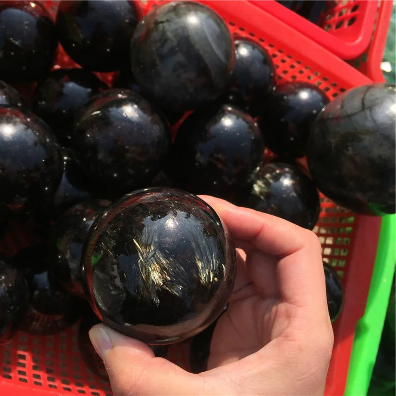 Natural blacke Astrophyllite Ball polished quartz crystal stone Sphere 50-60mm