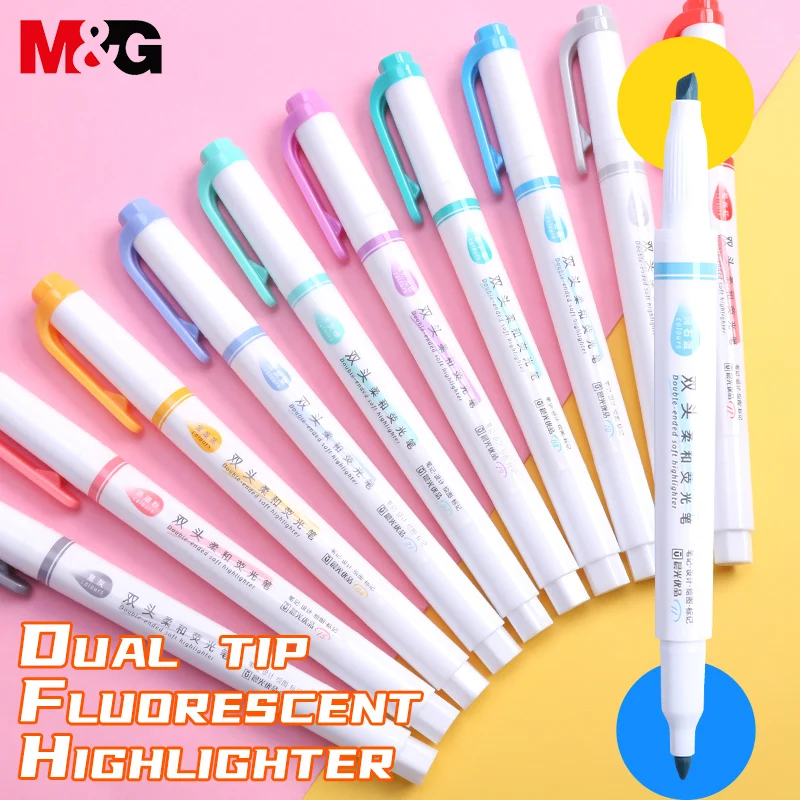 M&G 5 Colors/set Double Tips Pastel/Retro/Nordic Color Highlighter Pen Dual tips Soft Color for school marker Stationery