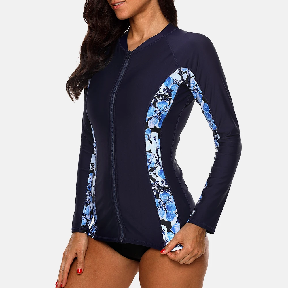 Anfilia – maillot de bain Rashguard pour femmes, imprimé Floral, Rush, surf, chemises de course, UPF50 +