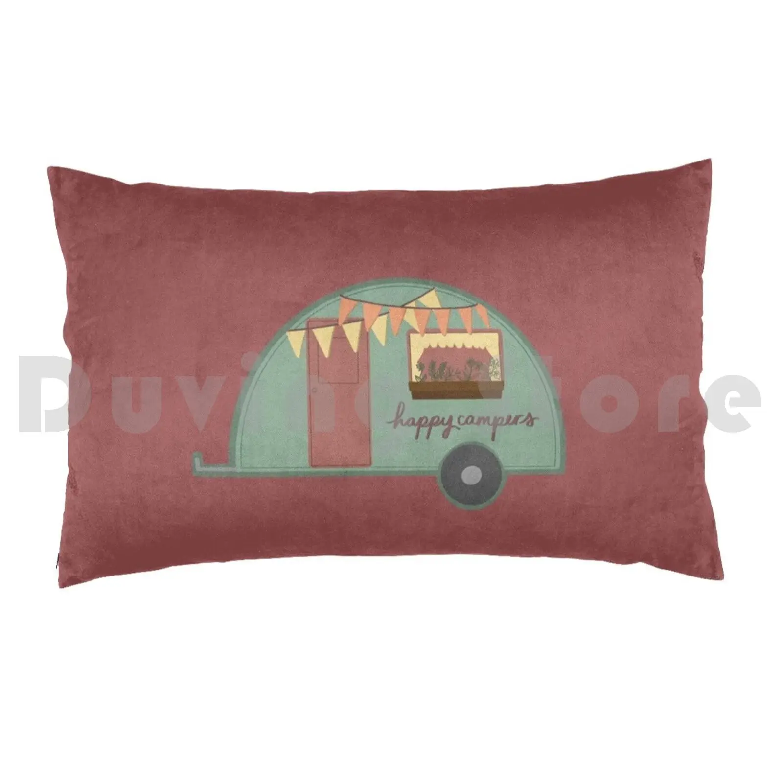 HappyPillow case Camping Happy Trailer Cute Floral