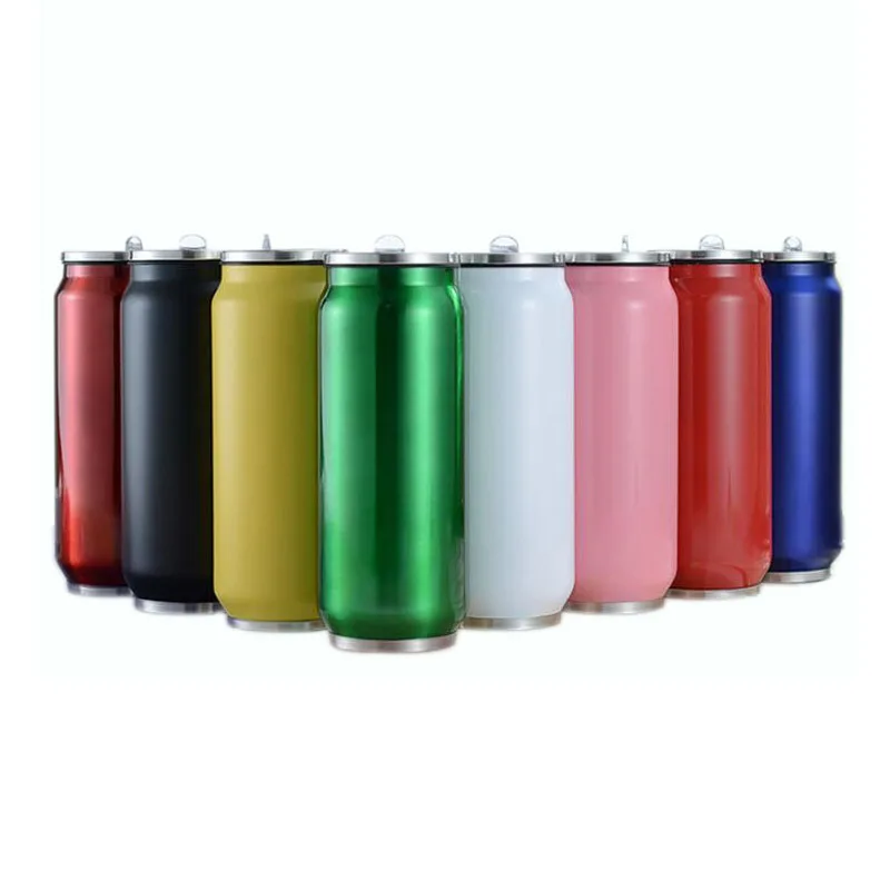 High Quality Beverage Can Hot Insulation With Straw Thermos Garrafa Termica Stainless Steel Water Bottle 300/500ml