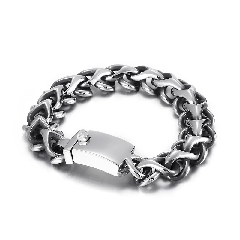 16mm 8.66 inch Vintage Black Cool Link Chain Bracelet Stainless Steel Mens  Jewery XMAS Gifts.Holiday Gifts