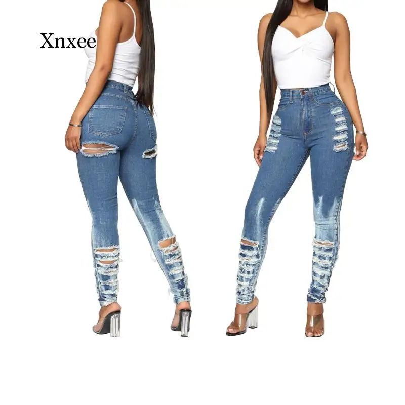 Sexy Front Back Ass Hole Denim Cut Out Stretch Skinny Jeans Woman High Waist Ripped Butt Destroyed Jeans For Women Pencil Pants