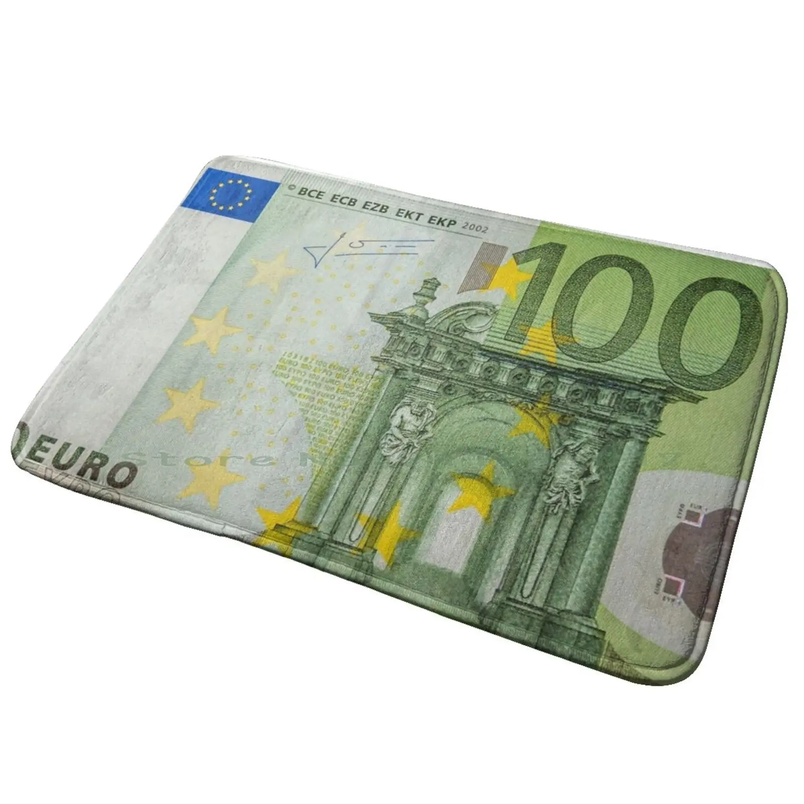 100 Euro Note For Good Luck Entrance Door Mat Bath Mat Rug 100 Money Currency Green Wealth Good Luck Europe Rich Spend Reminder