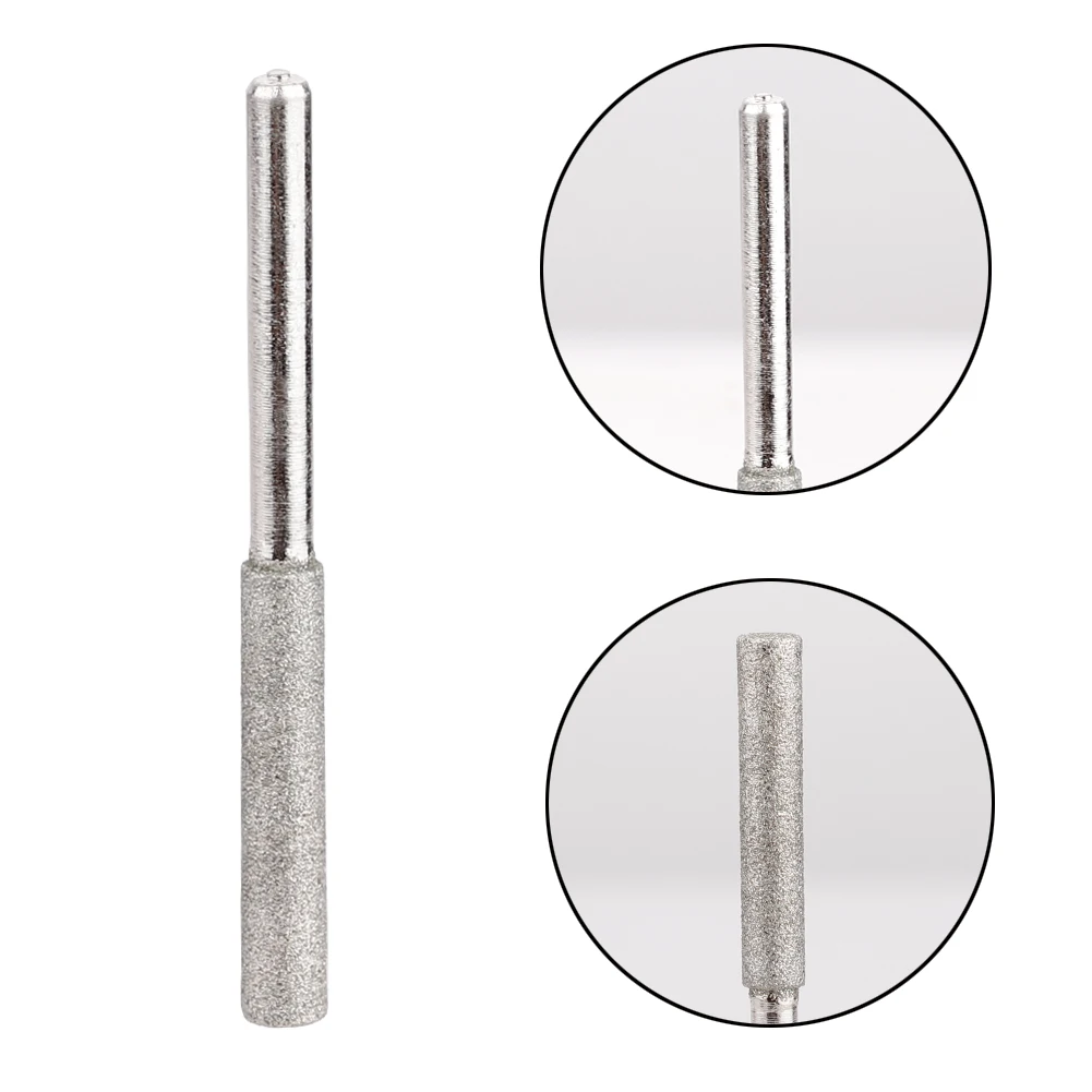 Afilador de cabezal de pulido de motosierra de diamante, herramientas de 4/4, 4/5MM, rebaba de pulido, Lima de piedra, sierra de cadena, 1 ud.