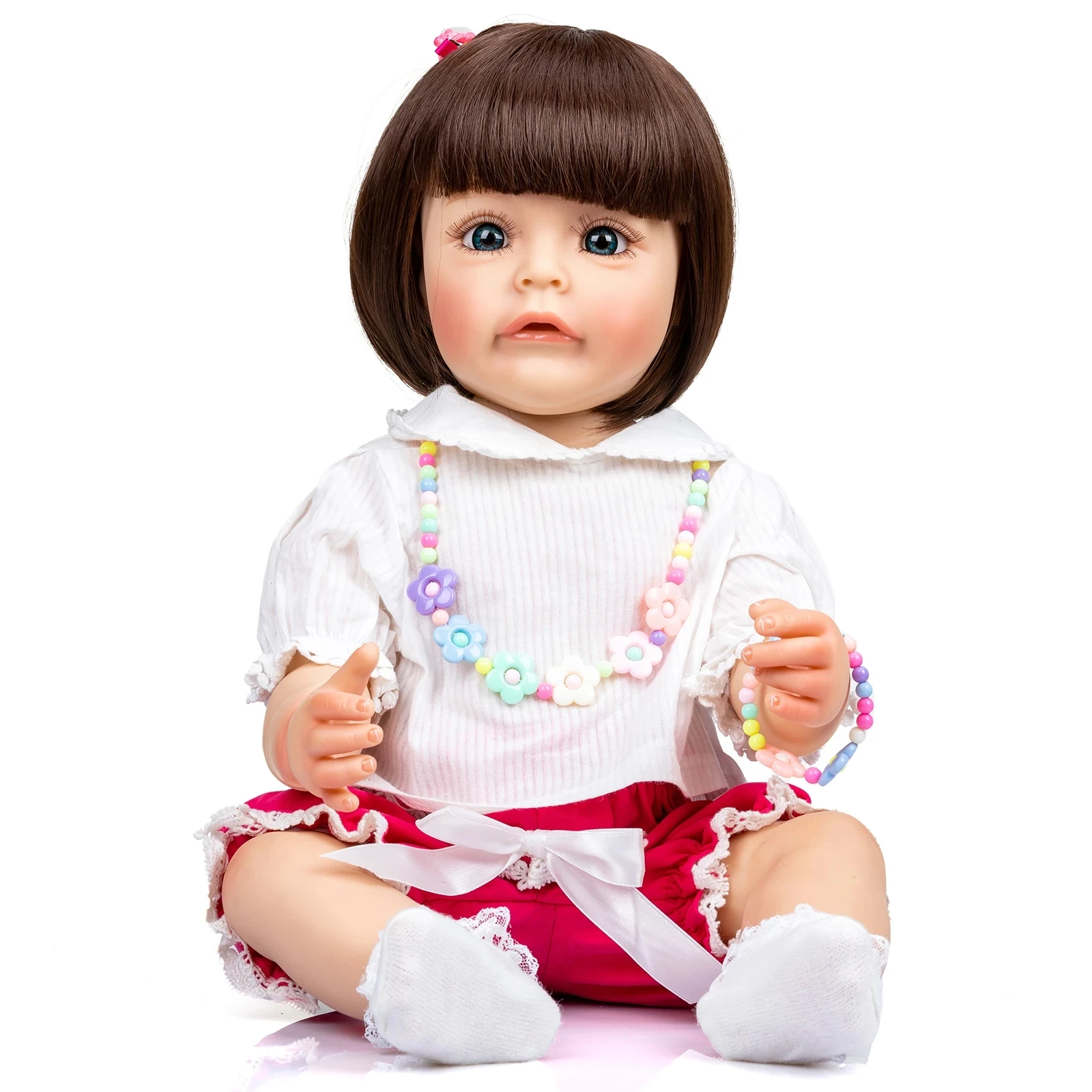 

Bebes doll with 55CM Full body Silicone Doll Reborn Toddler Girl Sue-Sue Hand-detailed Painting Toy for Girls gift