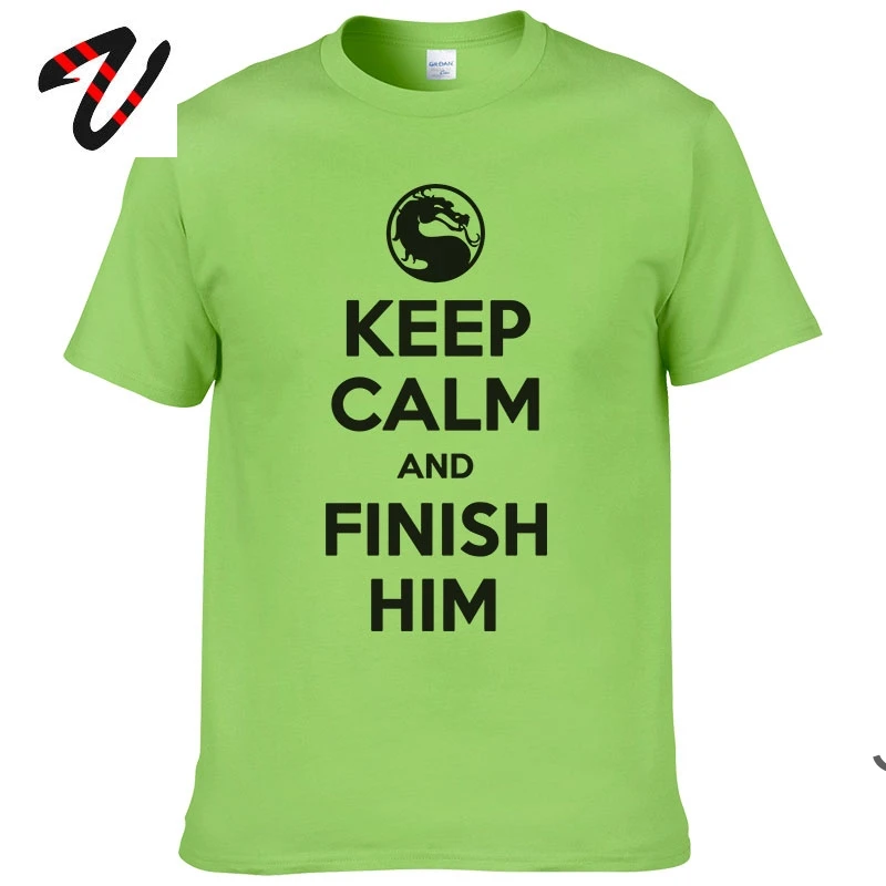 Keep Calm And Finish Him Mortal Kombat T Shirts Ringer Letter Printed White Clothing Shirt Camiseta 2019 Autumn Street Tshirt