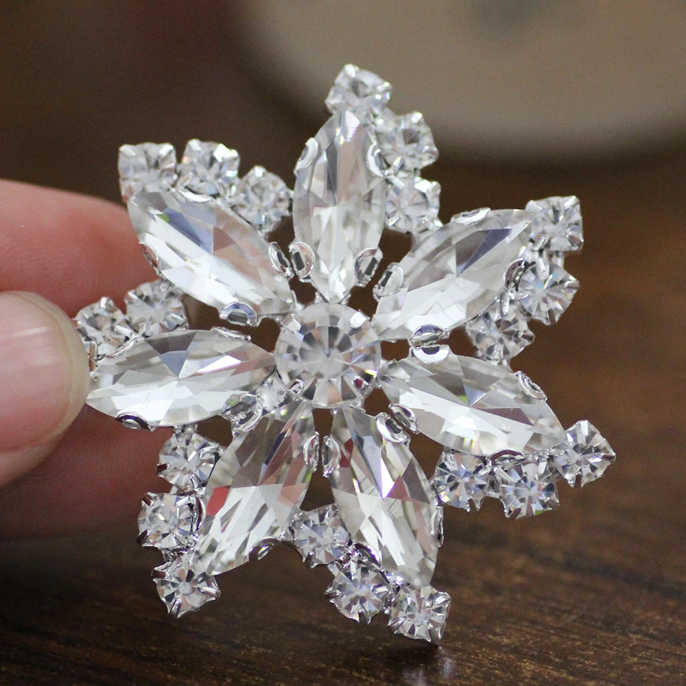 1pcs 45mm crystal ab rhinestone applique silver base flatback with holes Sew on rhinestone flower shape diy party dress