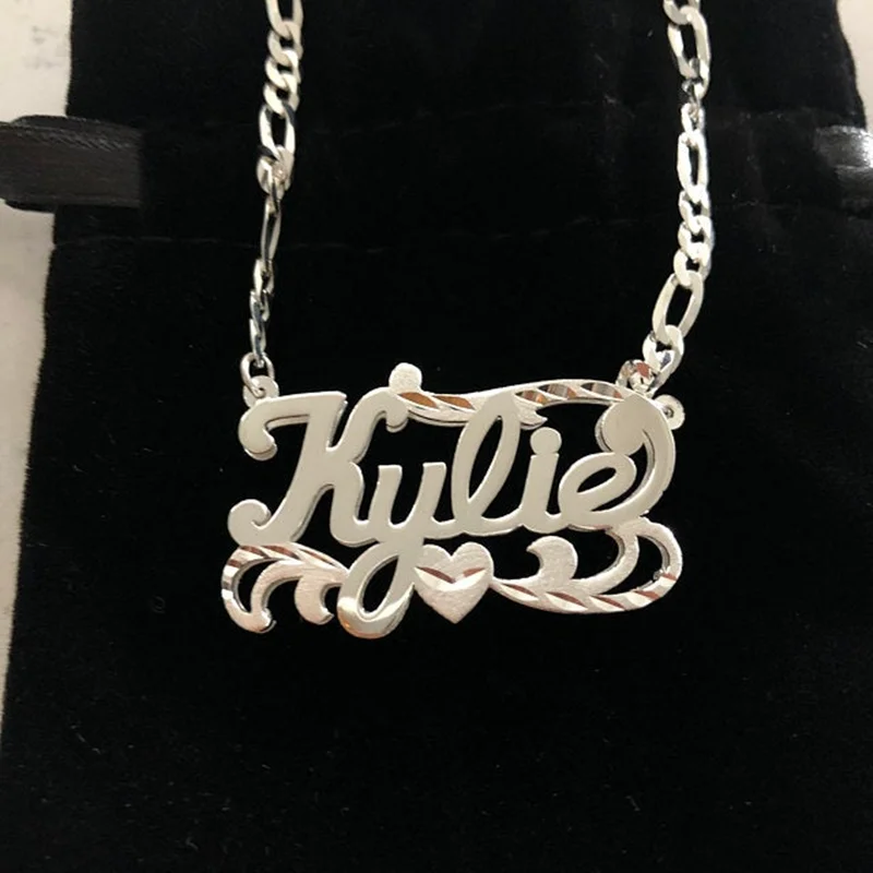 Fashion 3D Custom Name Necklace Women Double Plated Gothic Nameplate Necklace Personalized Customized Letter Necklace Gift