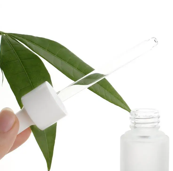 15ml 30ml Empty Frosted Clear Glass Dropper Bottle EyeSerum Glass Bottle With White Dropper Cosmetic Container SN3149