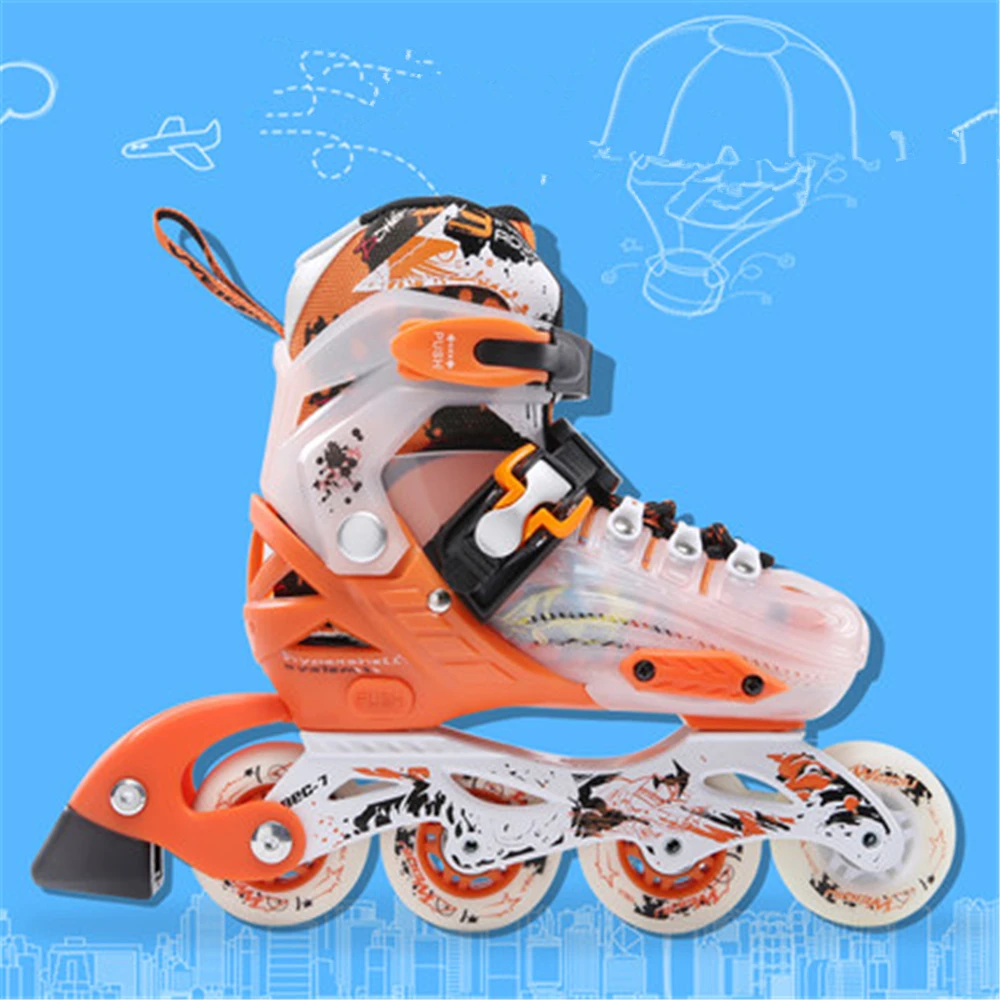 Speed roller skates roller skates skating children's inline skates flash adjustable men and women children flat flower