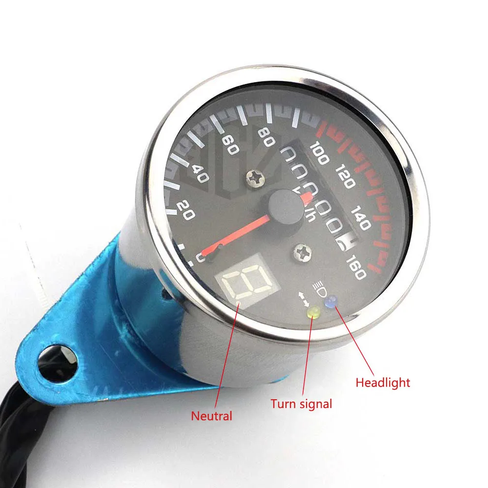 Motorcycle Speedometer Odometer Speed Meter Gauge Instrument LED Indicator For Harley Honda Kawasaki Suzuki Cafe Racer Benelli