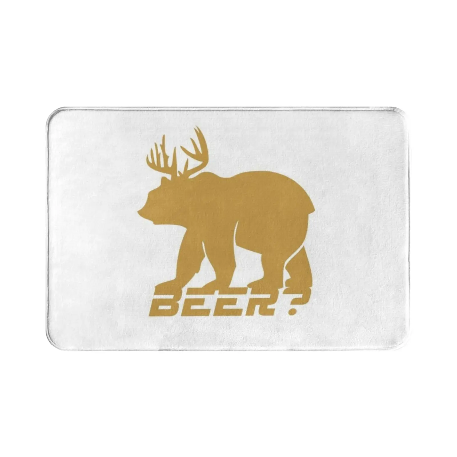 Bear Beer Carpet Mat Rug Cushion Beer Bear Funny Deer Drinking Humor Drink Party Vintage Drunk Food Hunting Retro Animal - view 2